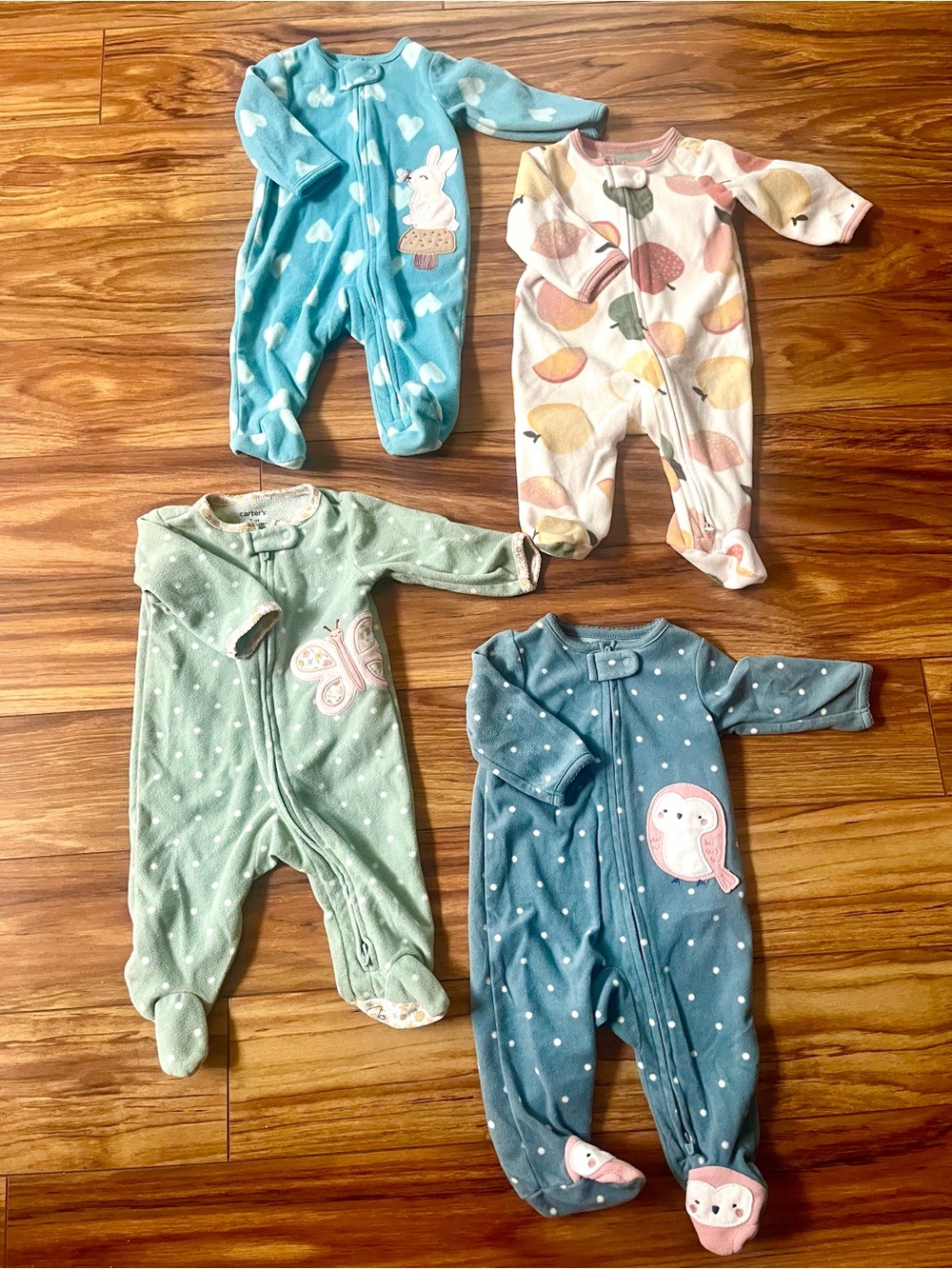 Carter's Baby Footed Sleepers - Blue, Green, Teal, Cream